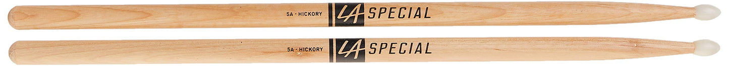 promark LA Specials - 5A Drumsticks - Drum Sticks Set for Acoustic Drums or Electronic Drums - Oval Nylon Tip - Hickory Drum Sticks - Consistent Weight and Pitch - Made in the USA - 3 Pairs