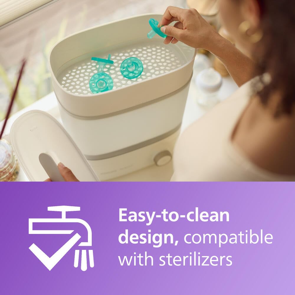 Philips Avent Soothie Orthodontic Baby Pacifiers, 100% Silicone Pacifiers, One Piece, BPA-Free, for Babies 0-3 Months, Green, 4 Pack, Model SCF190/41