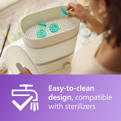 Philips Avent Soothie Orthodontic Baby Pacifiers, 100% Silicone Pacifiers, One Piece, BPA-Free, for Babies 0-3 Months, Green, 4 Pack, Model SCF190/41