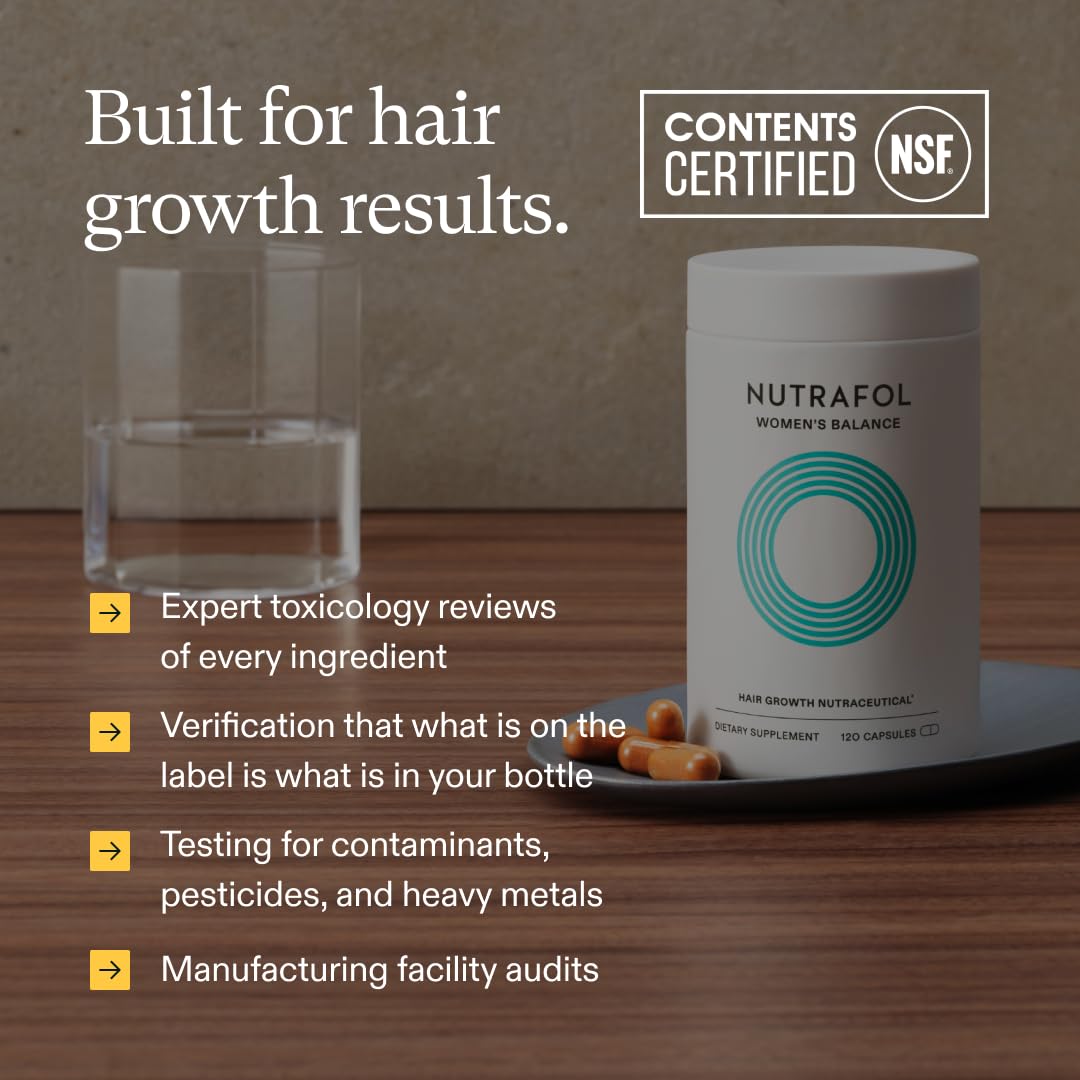 Nutrafol Women's Balance Hair Growth Supplements, Ages 45 and Up, Clinically Proven for Visibly Thicker Hair and Scalp Coverage, Dermatologist Recommended - 1 Month Supply