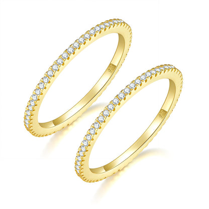 MINDDHA 2-Pack 14K Gold Plated Stacking Rings for Oura Gen 4/Oura Gen 3, Cubic Zirconia Simulated Diamond Oura Ring Stack for Women - 1.5mm Band Size 8