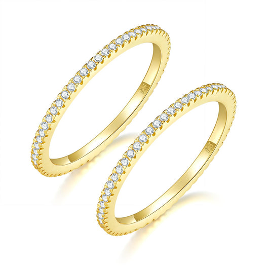 MINDDHA 2-Pack 14K Gold Plated Stacking Rings for Oura Gen 4/Oura Gen 3, Cubic Zirconia Simulated Diamond Oura Ring Stack for Women - 1.5mm Band Size 8