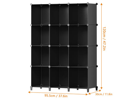 HOMIDEC Closet Organizers and Storage, 12 Cube Storage Organizer, Portable Closet Organization Clothes Shelves for Kids, Closet, Bedroom, Bathroom, Office, Black