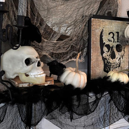 Qtisky Set of 5 Halloween Creepy Gauze Cloth Decoration, Indoor Outdoor Black Scary Halloween Gauze Tapestry Decor, Spooky Decorations for Home Wall Yard Haunted House Party Supplies, 72 x 30 inch