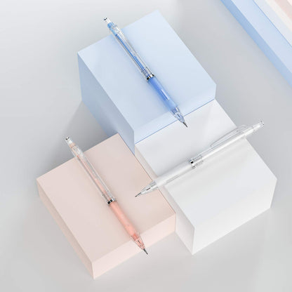 Nicpro 23PCS Pastel Mechanical Pencil 0.5 & 0.7 mm with Case for School, with 12 tubes HB Lead Refills, 3 Erasers, 9 Eraser Refills For Student Writing, Drawing, Sketching, Blue & Pink & White Colors