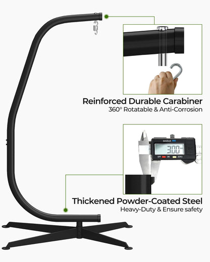 GREENSTELL Hammock Swing Stand, Hanging C-Stand with Spring Hook, for Indoor, Outdoor, Sturdy Hanging Stand Max Load 330lbs