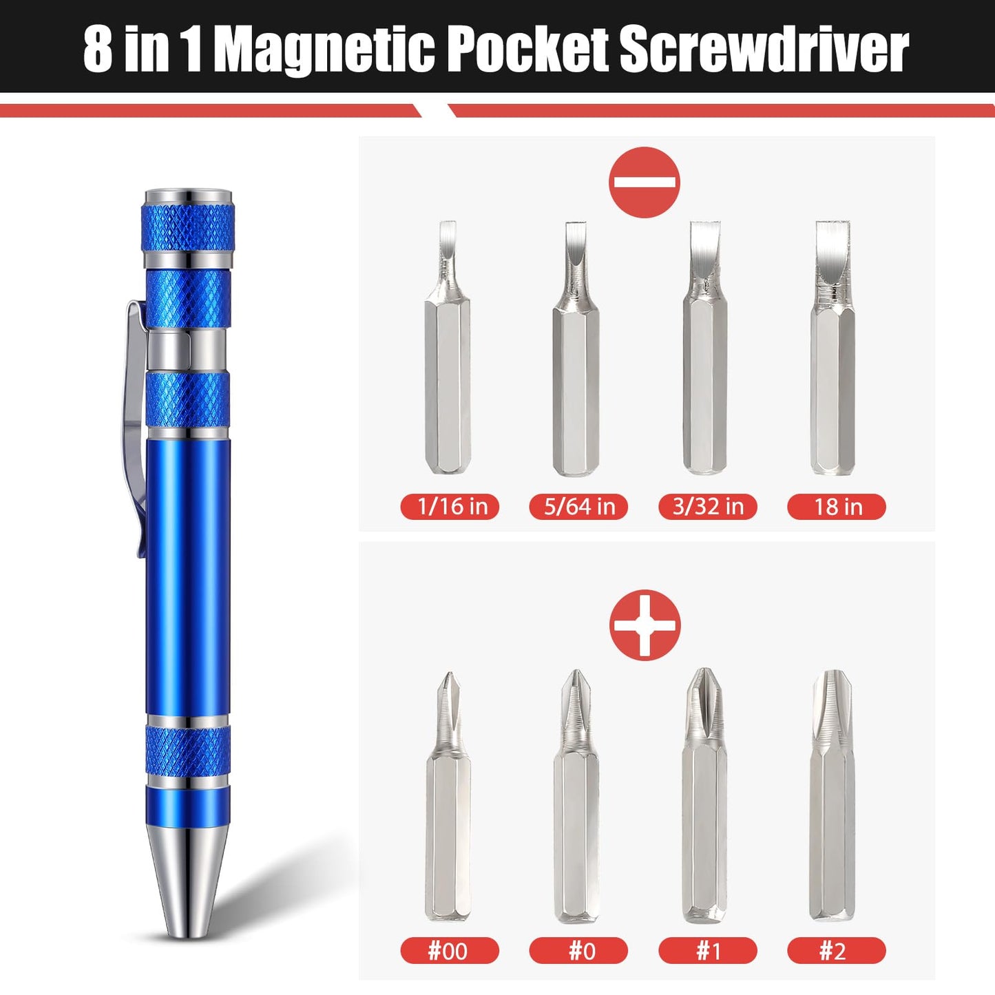 Mudder Pen Screwdriver Gifts Multitool Handy Tool 8 in 1 Magnetic Pocket Screwdriver Precision Function for Mini Gadgets(36 Pieces)