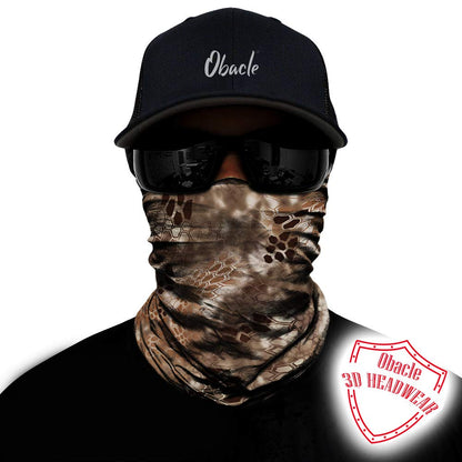 Obacle Face Mask for Sun Dust Wind Protection Breathable Seamless Face Mask Headband Bandana for Men Women Thin Neck Gaiter for Motorcycle Fishing Hunting Outdoor Sport (Python Skin Light Brown)