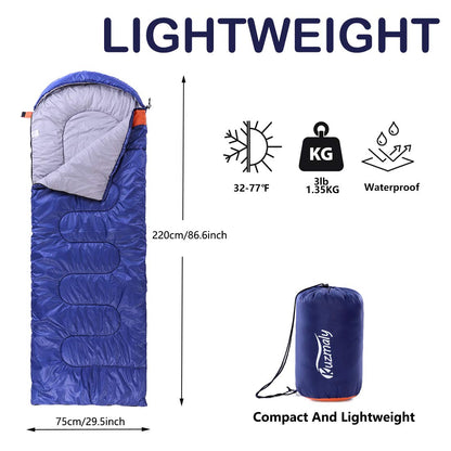 Kuzmaly Camping Sleeping Bag 3 Seasons Lightweight &Waterproof with Compression Sack Camping Sleeping Bag Indoor & Outdoor for Adults & Kids