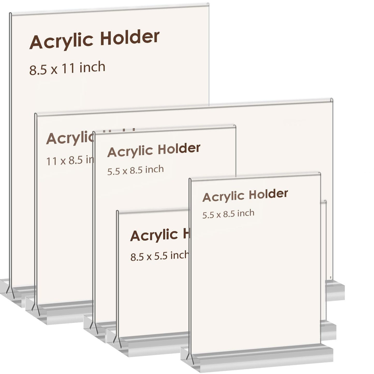 newnewshow 8.5x11 Acrylic Sign Holder 3 Pack Vertical Double-Sided Display (Optional 8.5x11 8.5x5.5 5x7 Horizontal and Vertical)