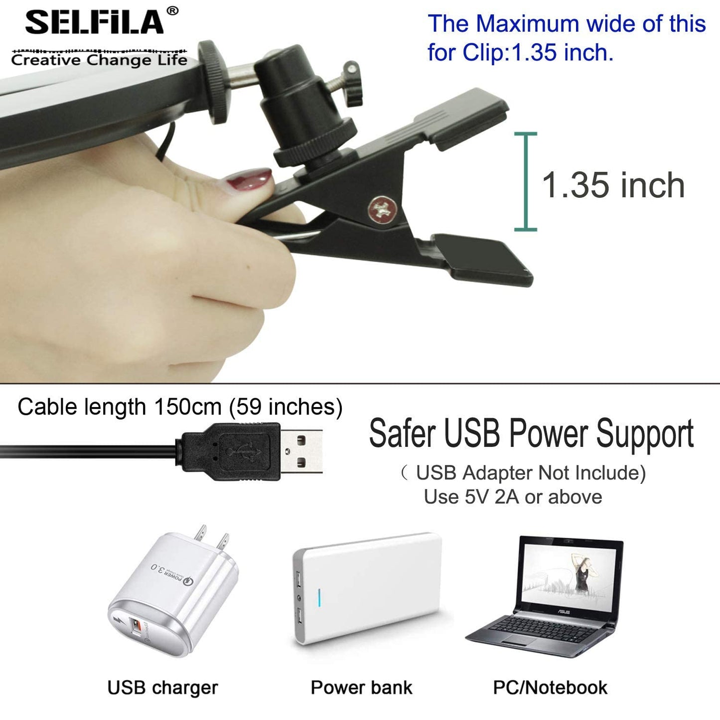 Ring Light Video Conference Lighting Kit 3200k-6500K Dimmable Led Clip on Computer Monitor Laptop Phone for Content Creator (YouTube/TikTok/Twitch) Makeup,Conference,Selfie,Video,Vlog (Black)