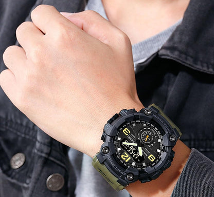 Mens Analog Digital Dual Display Sports Watches Military Multifunctional 50M Waterproof LED Watch with Alarm Stopwatch Backlight 12H/24H Outdoor Running Swimming (Y Army Green)