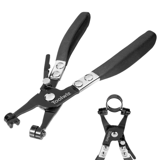 Hose Clamp Pliers Heavy Duty Hose Clamp Tool with Locking Device and Non-Slip Handle Removal and Installation Tool for Ring-Type and Flat-Band Hose Clamps (Black)