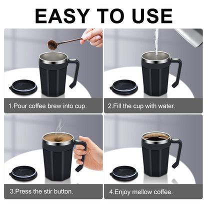 LeadYuantop Self Stirring Coffee Mug, 18 oz Automatic Magnetic Electric Mixing Cup Stainless Steel Travel Cup for Coffee, Chocolate, Milk, Tea, Office, Home, Kitchen (Deep Navy)