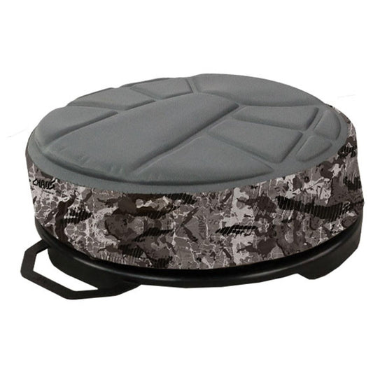 Hawk Memory Foam Bucket Top Seat - Silent Lightweight Comfortable Swiveling Portable Camo Chair for Camping, Hunting, Fishing | Easily Mounts to 2.5-7 Gallons Bucket