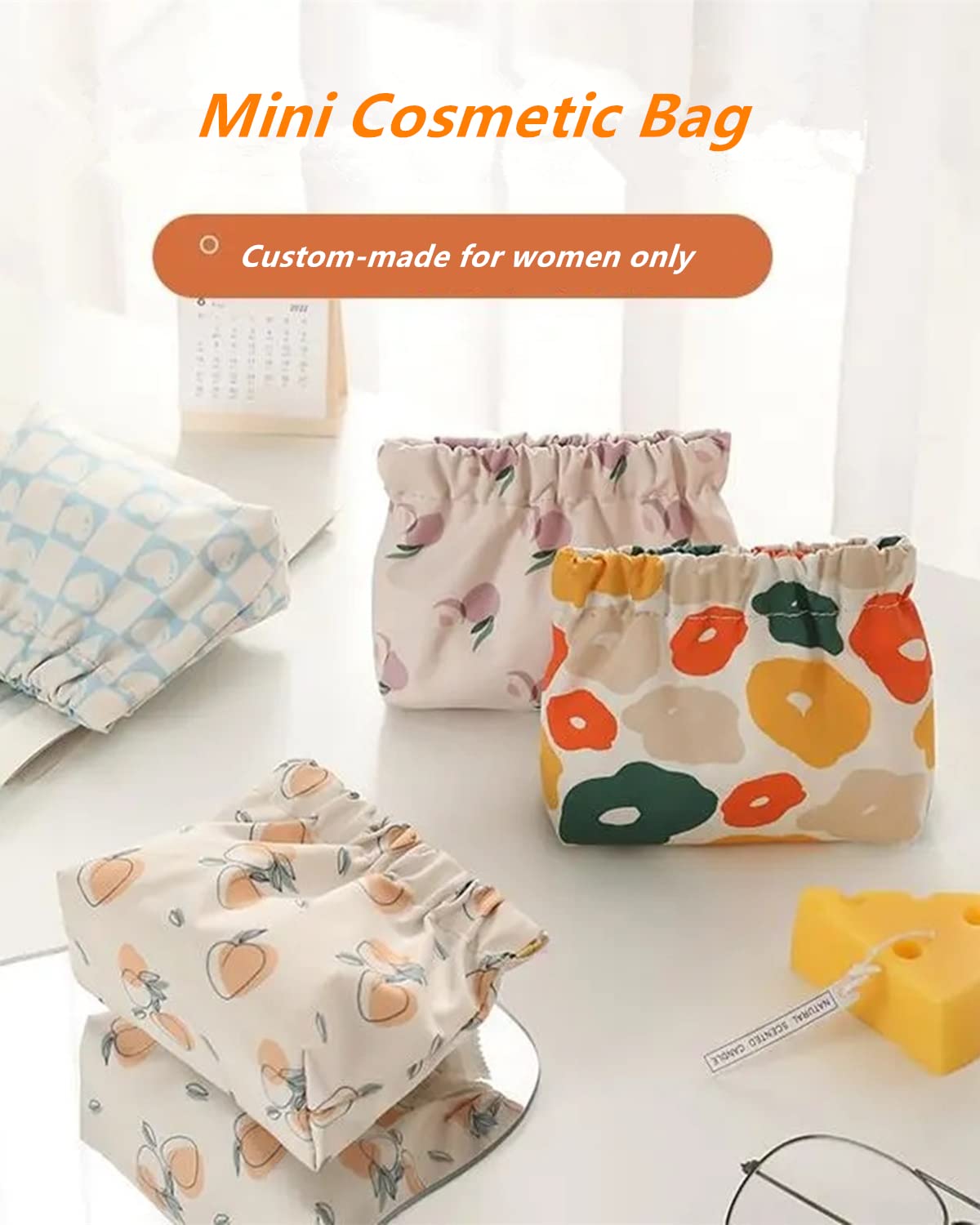 Gepehoho Small Pouches for Purse, 3pcs Portable Mini Makeup Bag, No Zipper Self-closing Accessories Organizer for Cosmetics Headphones Jewelry (D)