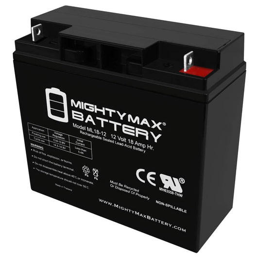 Mighty Max Battery ML18-12 - 12 Volt 18 AH, Nut and Bolt (NB) Terminal, Rechargeable SLA AGM Battery