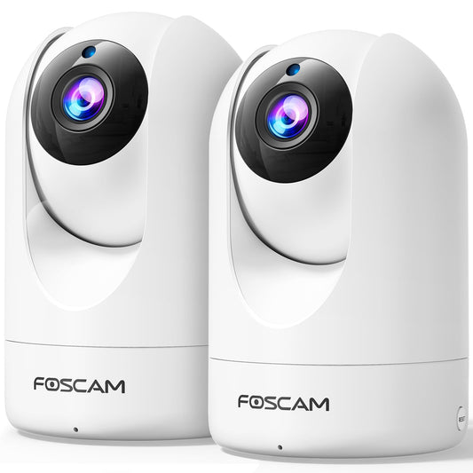 FOSCAM Home Security Camera R4S 4MP WiFi IP Camera,Wireless Baby Monitor with AI Human Detection Sound Detection 33ft Night Vision 2 Way Audio Compatible with Alexa White 2PCS
