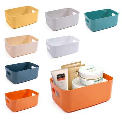 OWill 7 Pcs 2.1 L Plastic Storage B-ins and Baskets for Efficient Home Classroom Organization Small Containers in Multicolour for Kitchen, Cupboard box, and Bathroom Organizer on Shelves and Tubs