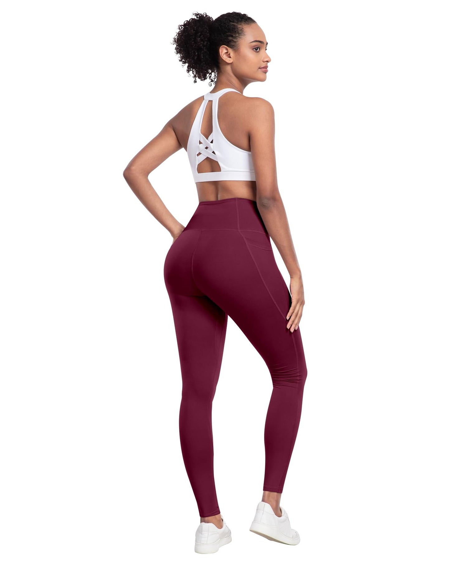 LZYVOO Leggings with Pockets for Women, 6 Packs Soft High Waisted Tummy Control Workout Yoga Pants(BlackGrayNavyWineGreenBrown-XL)