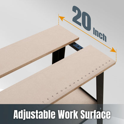 POWERTEC Tool Stand, MDF Split Top Expands to 20"x25", 32" Work Height Power Tool Stand for Drill Press, Belt Sander, Bench Grinder, Band Saw, Scroll saw, and Planer (UT1002)