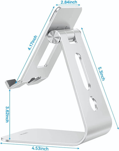 OMOTON Adjustable Tablet Stand for Desk, Upgraded Longer Arms for Greater Stability, T2 Tablet Holder with Hollow Design for Bigger Sized Phones and Tablets Such as iPad Pro/Air/Mini, Silver