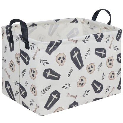 FXOCSHE Halloween goth thriller basket,Empty Halloween basket,Gothic home decor,Trick or Treat Basket for Boys and Girls,Waterproof collapsible storage box(Gothic)