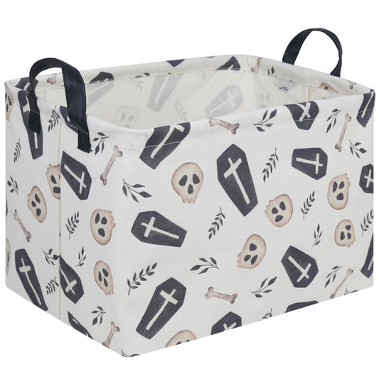 FXOCSHE Halloween goth thriller basket,Empty Halloween basket,Gothic home decor,Trick or Treat Basket for Boys and Girls,Waterproof collapsible storage box(Gothic)