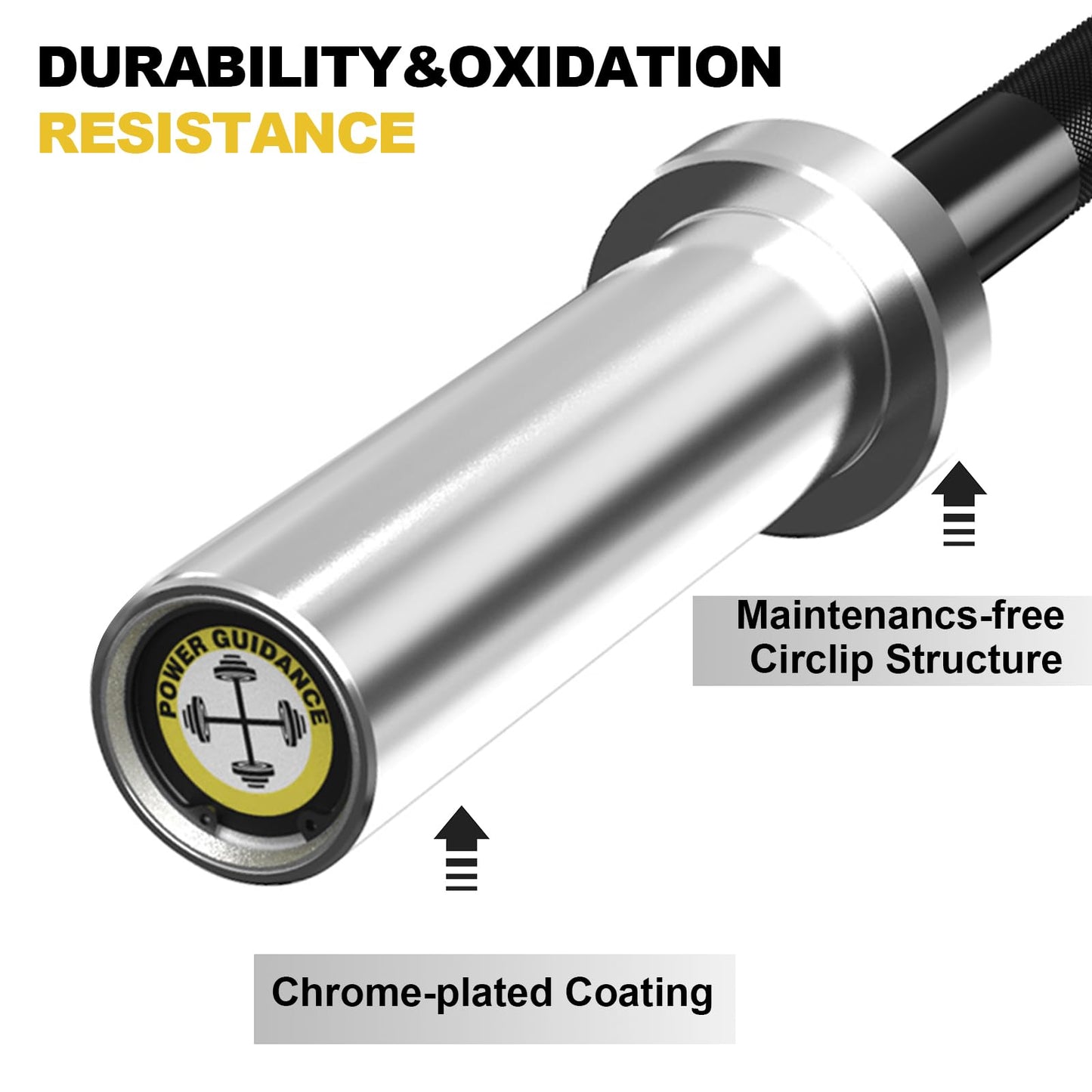 POWER GUIDANCE Chrome Olympic Barbell Bar, Weight Bar for lifting, Hip Thrusts, Universal Strength Training Bars 22lb 4ft/47 inch (Straight)