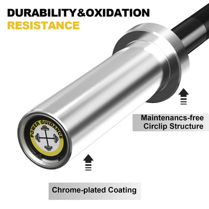 POWER GUIDANCE Chrome Olympic Barbell Bar, Weight Bar for lifting, Hip Thrusts, Universal Strength Training Bars 22lb 4ft/47 inch (Straight)