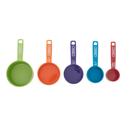 FARBERWARE 5-Piece Measuring Cup Set with Coffee Scoop, Durable Plastic Nesting Measuring Cups with Easy-Read Markings, BPA-Free, Dishwasher Safe