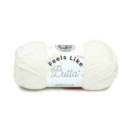 Lion Brand Yarn Feels Like Butta Yarn, Velvety-Soft Yarn for Crocheting and Knitting, 1 Pack, White