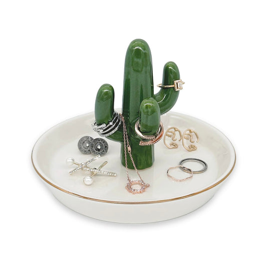 mono living Ceramic Cactus Ring Holder for Jewelry, Ring Dish, Trinket Tray, Cute Hippie Décor for Teen Girl Room, Christmas Thanksgiving Gift for Women