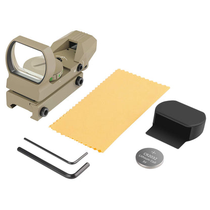 Feyachi 1x33mm Reflex Sight - Dark Earth Tan Scope Sight Both Red and Green & 4 Reticals for Picatinny/Weaver Rails