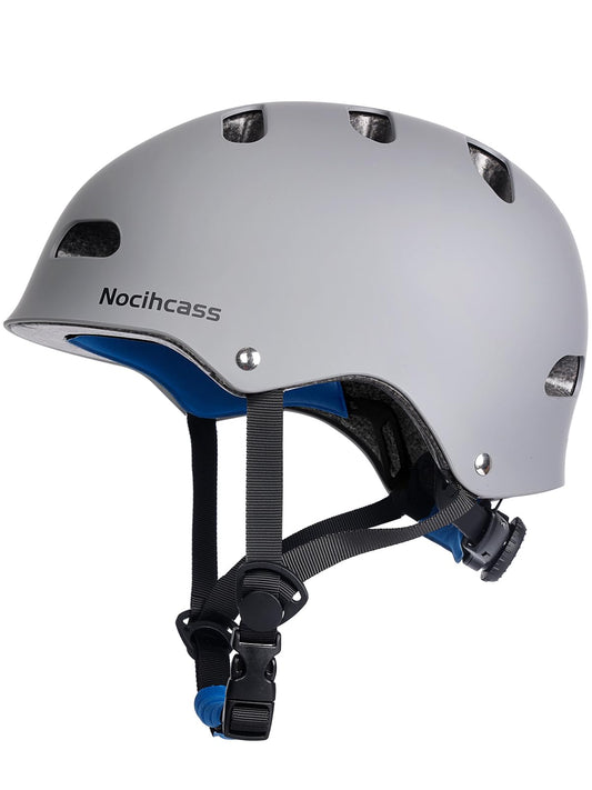 Nocihcass Skateboard Bike Helmet,Multi-Sport with Premium Safety & Ventilation,Shock-Absorbing,Adjustable for Cycling Scooter Commuter Skate Protection for Youth Adult(Large, Matte Grey)