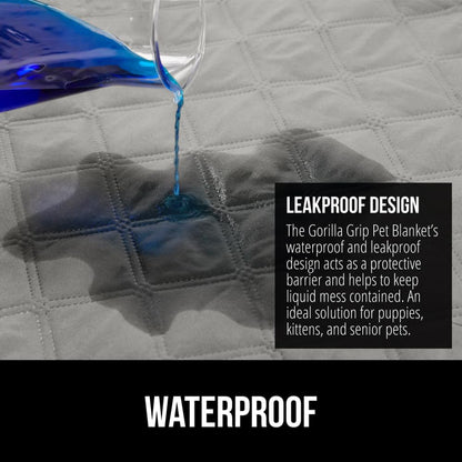 GORILLA GRIP Waterproof Dog Blanket, 82x102 Couch Cover for Dogs Washable, Protects Sofa, Furniture, Crate, Car, RV Essentials Pet Supplies, Tear and Slip Resistant Leakproof Cushion Cover, Light Gray