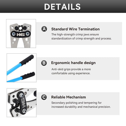 HKS Battery Cable Lug Crimping Tool 10-1 AWG, 60Pcs Copper Ring Terminals & 60Pcs 3:1 Heat Shrink Tubing, Heavy Duty Wire Crimper Set for Battery Cables