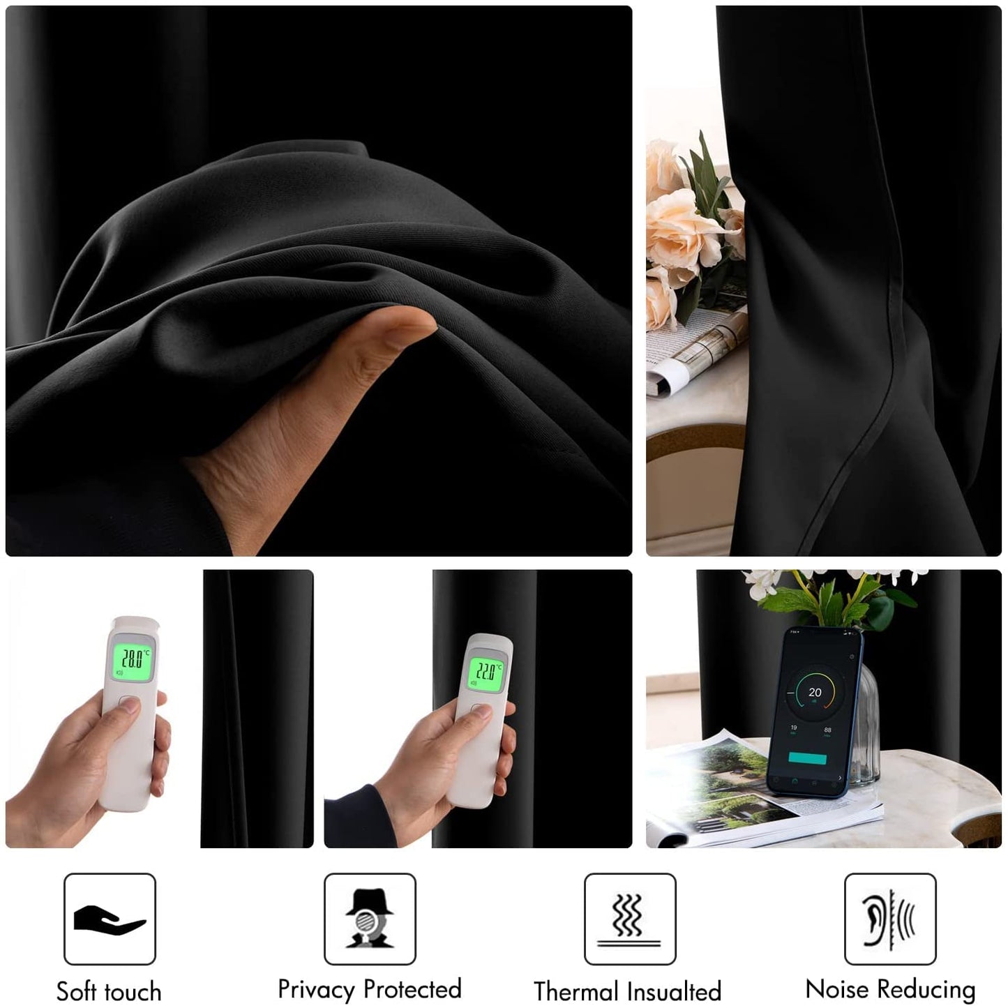 MIULEE Room Divider Curtains 12.5 x 8 Ft - Total Privacy Wall Room Divider Screens Sound Proof Wide Blackout Curtain for Living Room Bedroom Patio Sliding Door, 1 Panel, W150 x L96 inches, Black