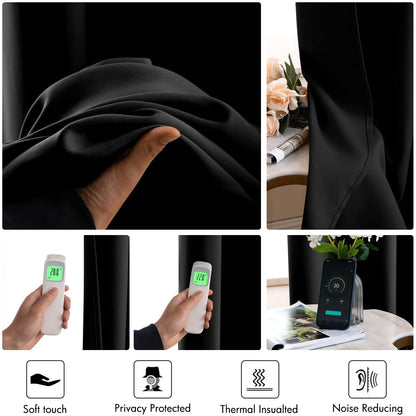 MIULEE Room Divider Curtains 12.5 x 8 Ft - Total Privacy Wall Room Divider Screens Sound Proof Wide Blackout Curtain for Living Room Bedroom Patio Sliding Door, 1 Panel, W150 x L96 inches, Black