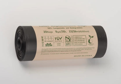 Portable Toilet Bags for Camping, 20 Count Toilet Replacement Bags, 8 Gallon, 30 Liter, 100% Biodegradeable for Use with 5 Gallon Bucket, BPI & OK compost HOME Certified