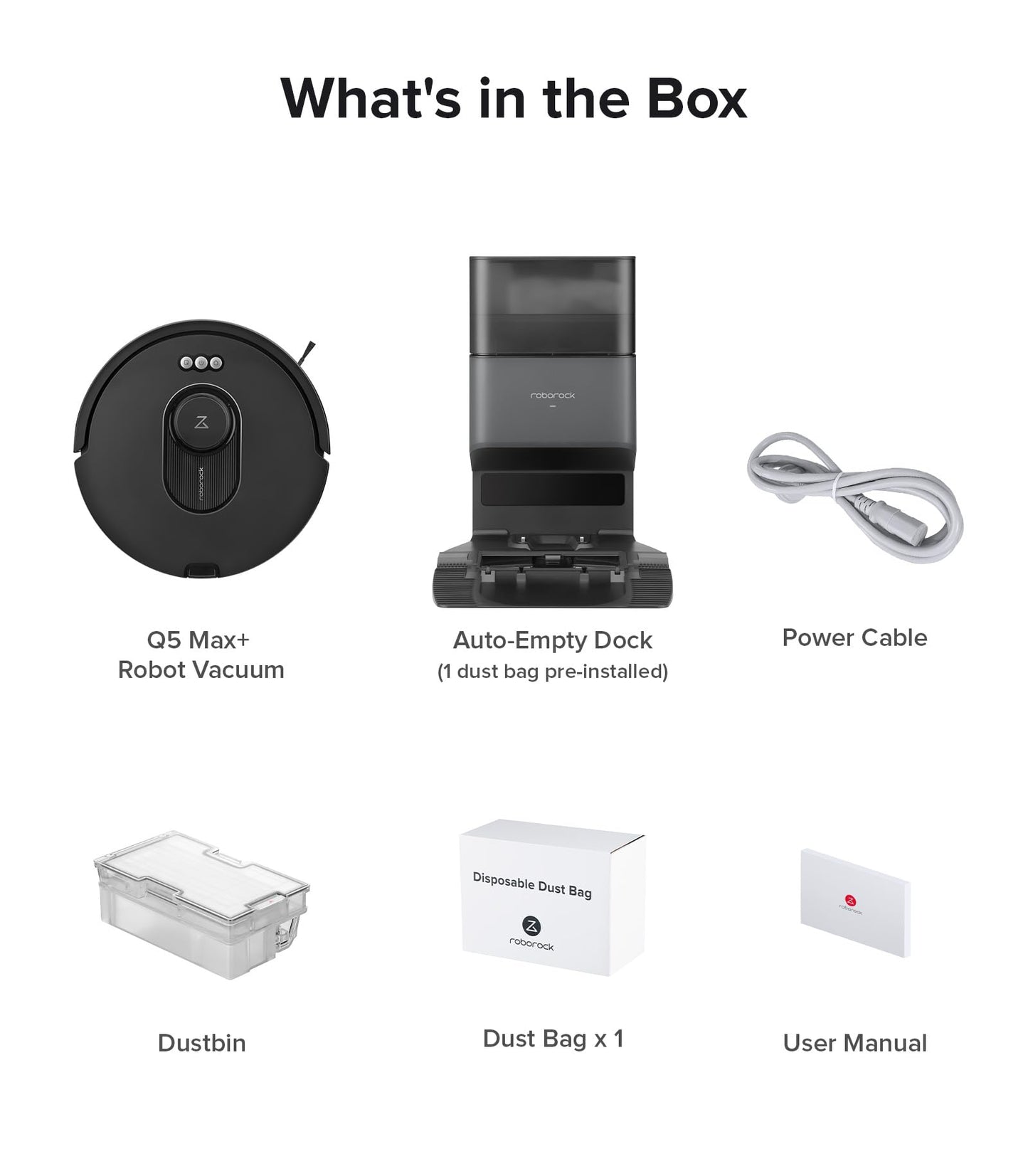 roborock Q5 Max+ Robot Vacuum with Self-Empty Dock, Upgraded from Q5+, 5500 Pa Suction, DuoRoller Brush, Hands-Free Cleaning for up to 7 Weeks, PreciSense LiDAR Navigation, App & Voice Control