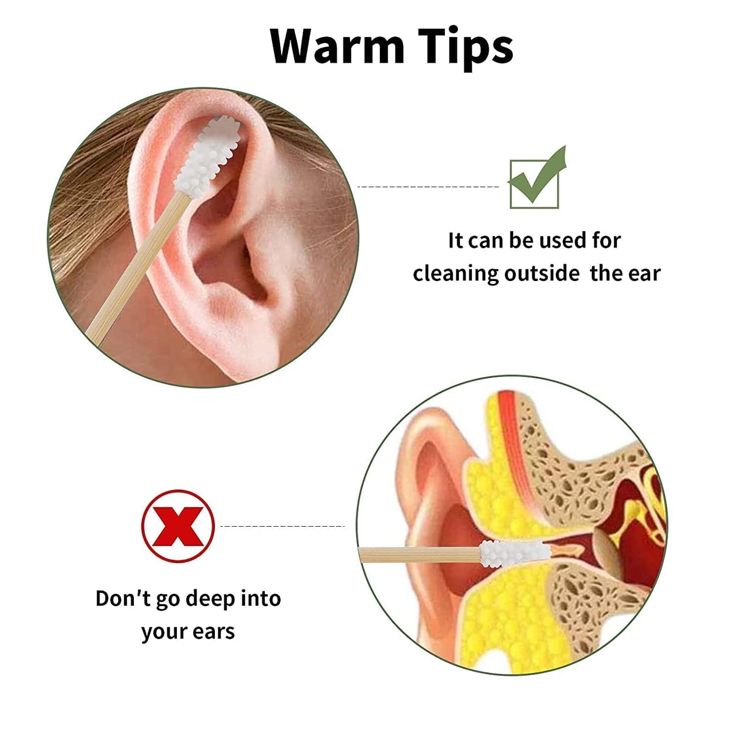 Pampoo 4PCS Plastic Free Reusable Qtips with Bamboo Carrying Case丨Reusable Cotton Swab Qtip Zero Waste Packaging丨Strengthen Thick Bamboo Stick丨Eco Friendly Bamboo Qtips Sustainable Set