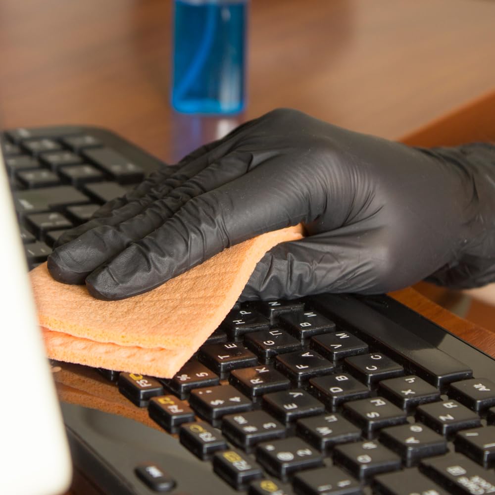 ForPro Professional Collection Disposable Nitrile Gloves, Chemical Resistant, Powder-Free, Latex-Free, Non-Sterile, Food Safe, 4 Mil, Black, Large, 100-Count