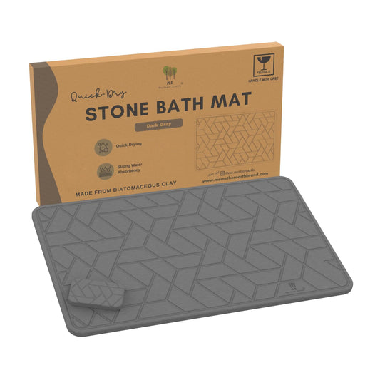 ME MOTHER EARTH Quick Dry Diatomaceous Earth Floor Stone Bath and Kitchen Dish Drying Mat, Bathroom Non-Slip Shower Mat, Super Absorbent Pad, Eco Friendly, Easy to Clean, Sustainable, Dark Grey