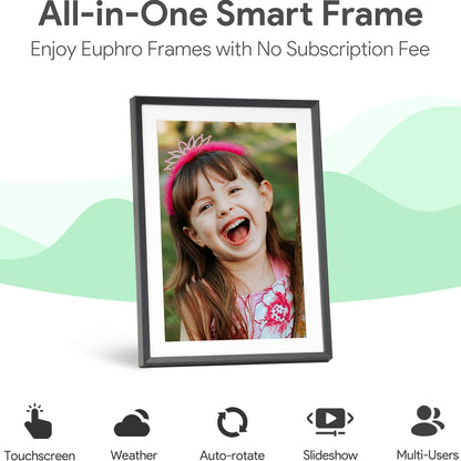 Euphro 10.1'' Digital Picture Frame with 32GB Storage, Digital Photo Frame with 1280x800 IPS Touch Screen, Share Photos/Videos and Send Best Wishes via Free App