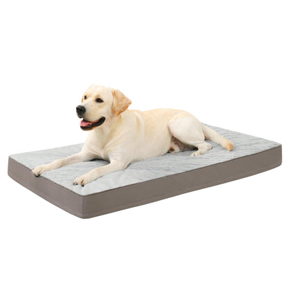 KSIIA Orthopedic Dog Bed Dog Crate Bed Waterproof for Large Dogs Deluxe Plush Washable Pet Mat with Egg Crate Foam & Removable Cover, 35 x 22 Inch, Gray