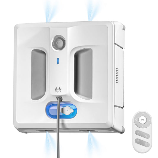 HUTT Auto Window Cleaning Robot A1, Upgraded 4 Water Spray & 6000PA High Suction Power Window Cleaner with Laser Sensor Detection, Perfect for High-Rise Windows, Tiles and Glass