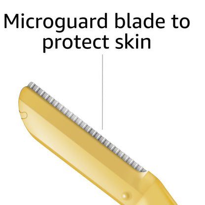 Amazon Basics Women's Multipurpose Exfoliating Dermaplaning Tool, Eyebrow Razor, and Facial Razor, Includes Blade Cover, Multicolor, 3 Count