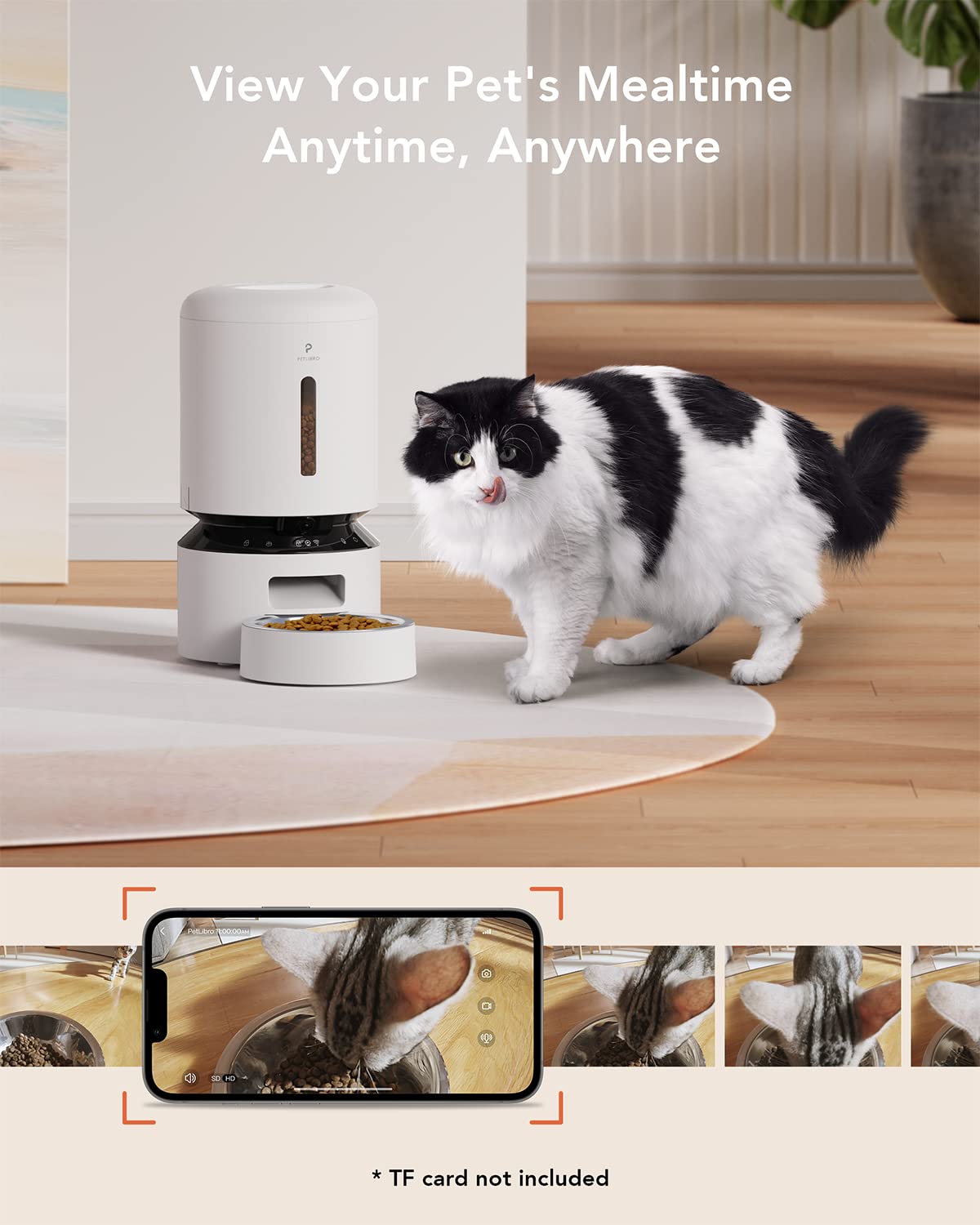PETLIBRO Automatic Cat Feeder with Camera, 1080P HD Video with Night Vision, 5G WiFi Pet Feeder with 2-Way Audio, Low Food & Blockage Sensor, Motion & Sound Alerts for Cat & Dog Single Tray