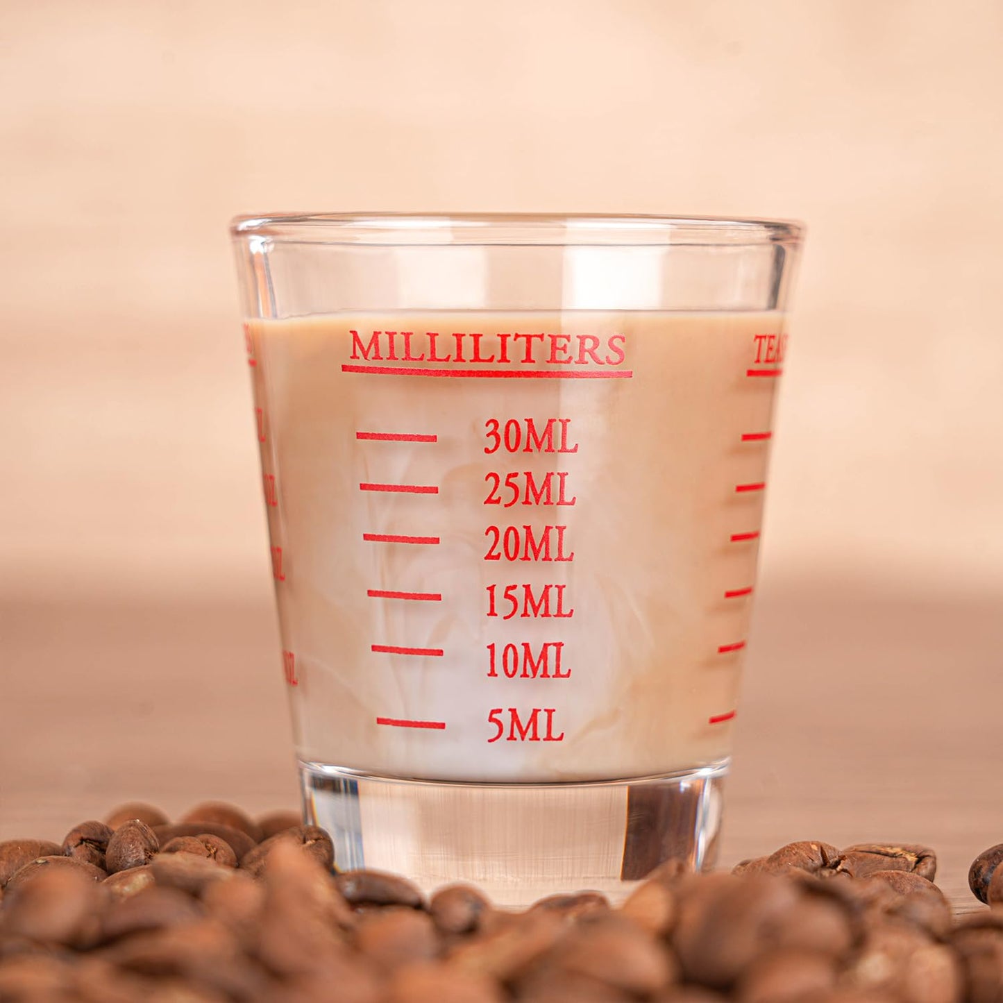 Measuring cup Espresso Shot Glass Liquid Heavy Glass Wine Glass 26-Incremental Measurement 1oz, 6 Tsp, 2 Tbs, 30ml (2 pack-red)